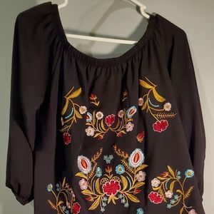 Black off the shoulder too with floral embroidery